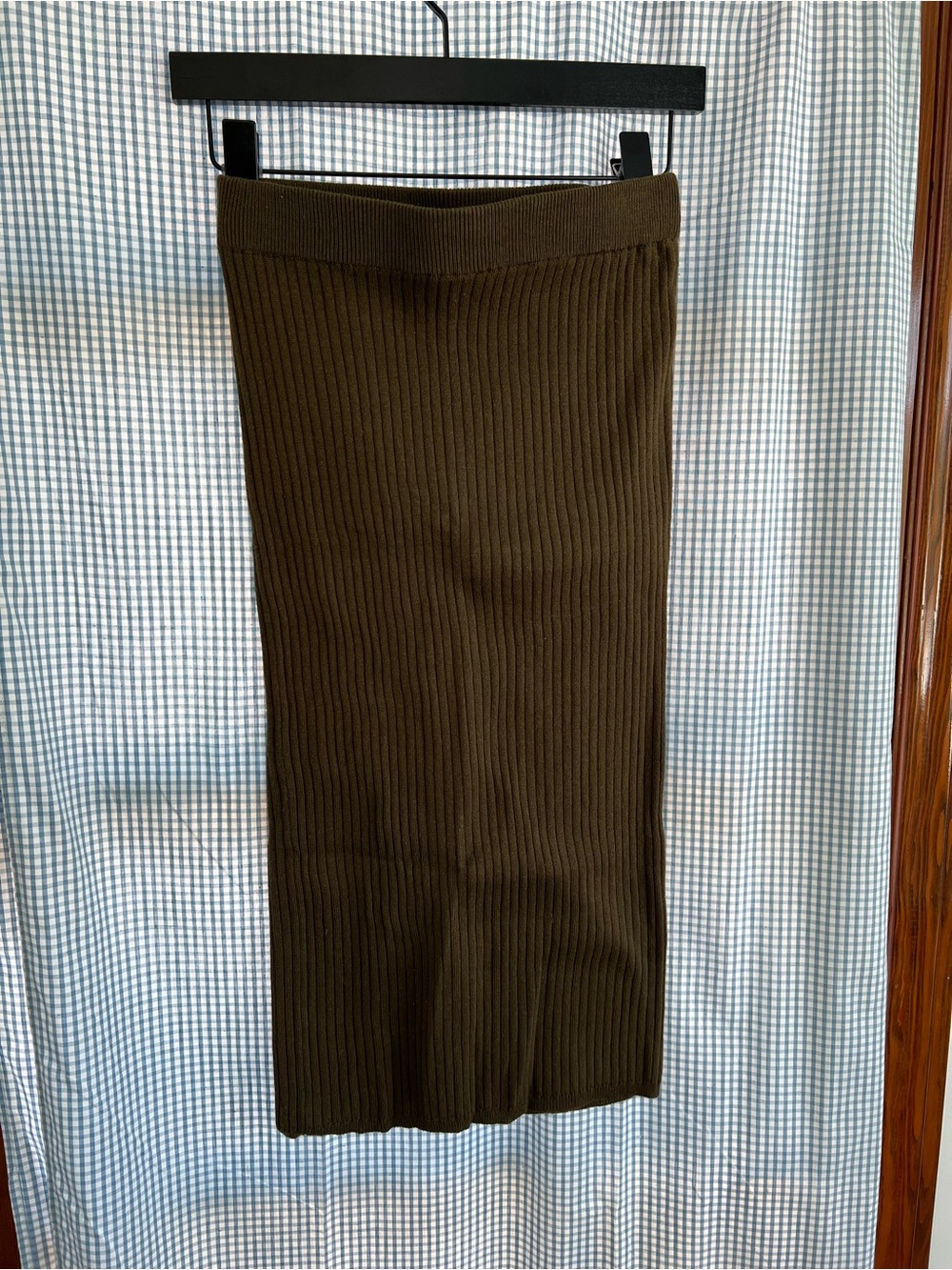 Forever 21 Olive Ribbed Midi Pencil Skirt